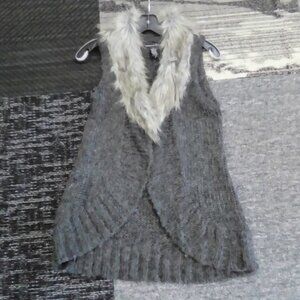 Marina Luna Gray Faux Fur Sweater size S